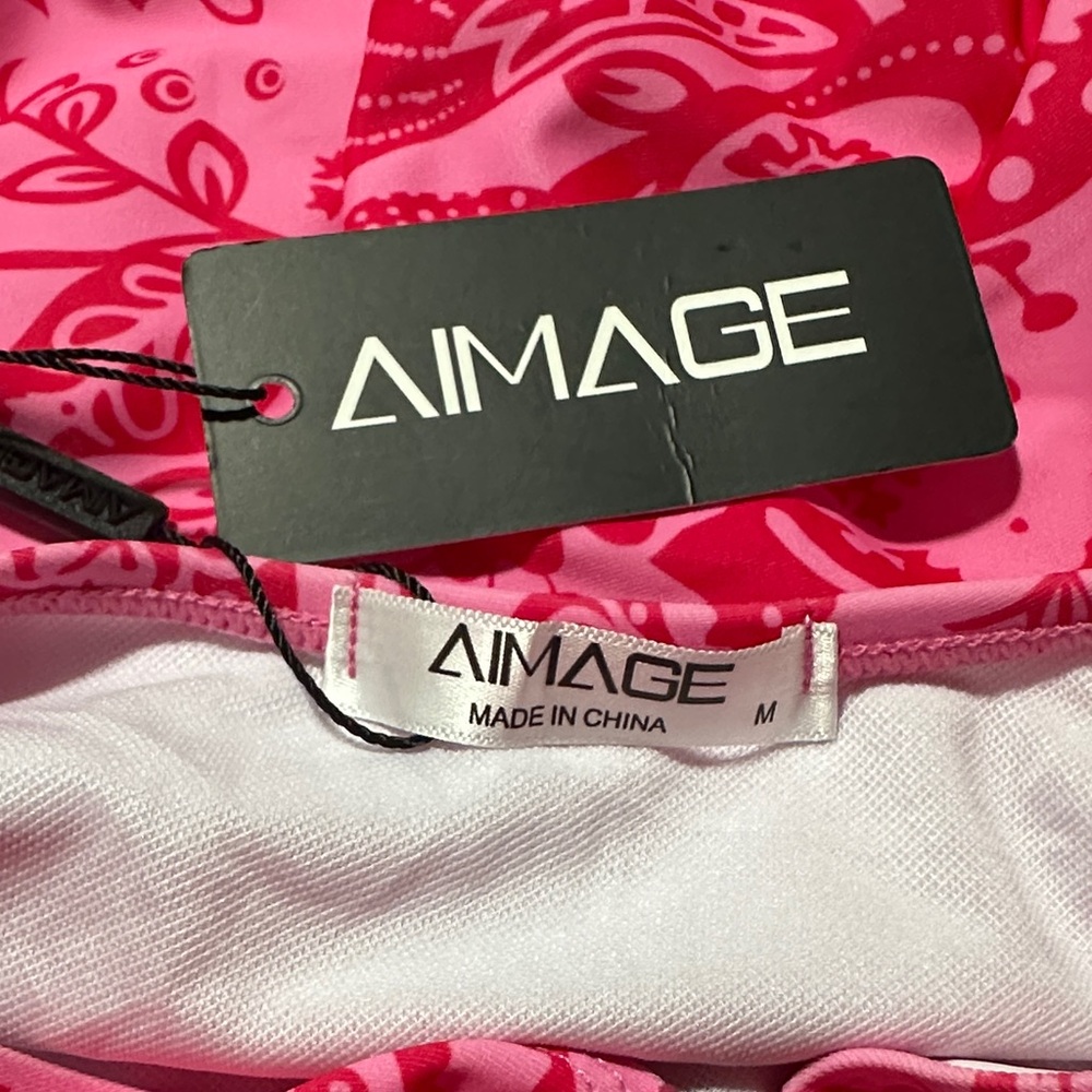 NWT Women’s Pink Floral One Piece Swimsuit – Feminine Print Bathing Suit - Picture 3 of 6